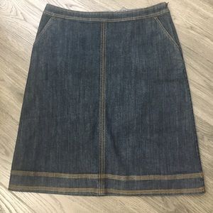 Denim skirt//aline//knee length//long